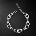 Bracelet et bracelet vintage plaqué argent pour femme breloques menottes de police bijoux