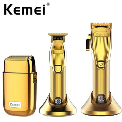 Kemei-Kit de tondeuse à cheveux professionnel pour salon de coiffure tondeuse à cheveux 0mm rasoir