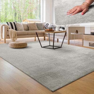 Teppich PACO HOME "Cadiz 630", silber (silberfarben), B:200cm H:14mm L:280cm, Polyester, Teppiche, Uni-Farben, besonders weich, waschbar, auch als Läufer erhältlich Image