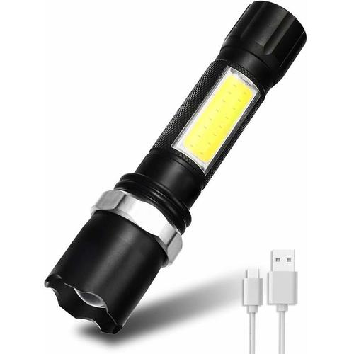 Taschenlampe, wiederaufladbare LED-Taschenlampe 500 lm, ultrastarke wiederaufladbare USB-LED, 3