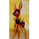 Vintage Glas Figur Bambi Orange 70er Jahre Retro ,Mid Century, Landhausstil , Shabby Chic