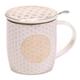 Teetasse mit Deckel und Sieb Porzellan Tee Tasse groß Blume des Lebens Tasse als Set Füllmenge: ca. 400 ml XXL mit Edelstahlsieb