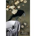 The Crow Wandbild, Malerei Wanddekor, schälen und aufkleben, temporäre, wiederverwendbare, entfernbare Tapete, repositionierbar, Retro Vogel # 59