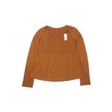 Gap Long Sleeve Top Brown Solid Square Tops - New - Kids Girl's Size X-Large