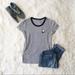 Brandy Melville Tops | Brandy Melville Navy And White Striped Alien Tee Nautical, Preppy, Comfy | Color: Blue/White | Size: One Size