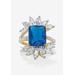 Women's 9.45 Cttw. Gold-Plated Simulated Blue Sapphire And Cubic Zirconia Ring by PalmBeach Jewelry in Sapphire (Size 8)