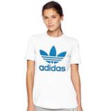 Adidas Tops | Adidas White Short Sleeve Top With Blue Logo | Color: Blue/White | Size: L