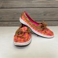 Coach Shoes | Coach | Richelle Canvas Boat Shoe Loafers, Pink Orange Plaid | Color: Orange/Pink | Size: 7