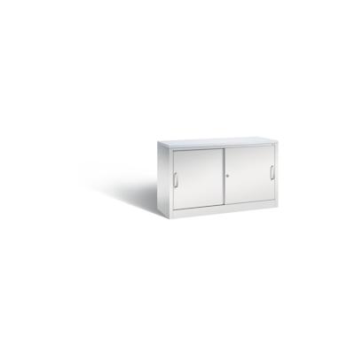 C+P Schiebetürenschrank Acurado-2000, 2 Ordnerhöhen | HxBxT 72x120x40cm | Lichtgrau/DBS Hellgrau von PROREGAL