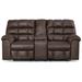 Signature Design by Ashley Derwin Double Recliner Loveseat w/ Console Faux Leather in Gray | 41 H x 79 W x 39 D in | Wayfair 2840294