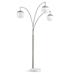 Mercer41 Eddo 84"H Glass Globe 3-Lights LED Dimmable Arch Floor Lamp w/ LED Vintage Bulbs- Brushed Nickel/White Glass Shades Glass/Metal/Stone | Wayfair