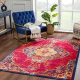 Istanbul 9' x 12' Red/Fuchsia/Navy/Ivory/Gold/Red/Navy Area Rug - Hauteloom