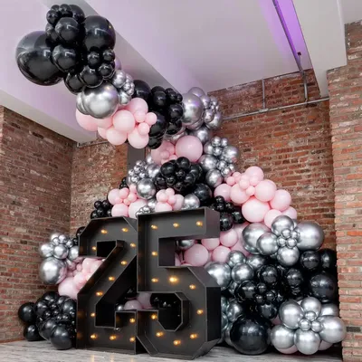 Kit d'arche de guirxiété de ballons noir rose argent décoration de mariage anniversaire de