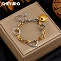 DIEYURO – Bracelet à breloques cœur en acier inoxydable 316L pour femme Hip Hop Street tendance