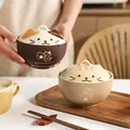 Bol à soupe en céramique couverture de chat mignon japonais bol à soupe en céramique Kawaii