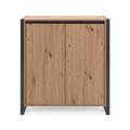 Petit Buffet de Rangement 2 Portes L80 cm - Décor Bois Clair