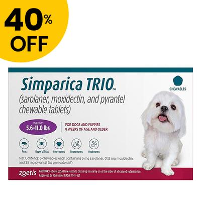 40% Off Simparica Trio For Dogs 5.6-11 Lbs (Purple...