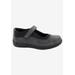 Extra Wide Width Women's Rose Mary Jane Flat by Drew in Black Foil Leather (Size 7 1/2 WW)