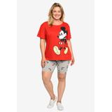 Plus Size Women's Mickey Mouse T-Shirt & Bike Shorts 2-Piece Set Disney Red Gray by Disney in Red (Size 1X (14-16))