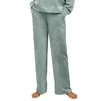 Plus Size Women's Wide Leg Velour Lounge Pants by ellos in Grey Spruce (Size 26/28)