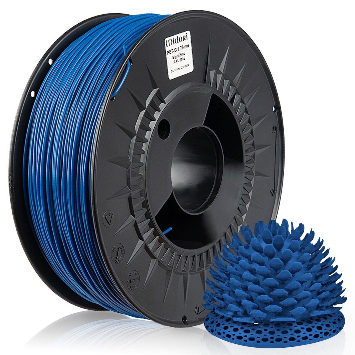 20 x MIDORI® 3D Drucker 1,75mm PETG Filament 1kg Spule Rolle Premium Signalblau RAL5005 Image