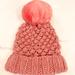 Free People Accessories | Free People Faux Fur Pom Pom Cableknit Beanie Hat | Color: Pink | Size: Os