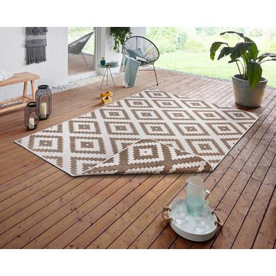 Teppich HANSE HOME "Malta Wendeteppich", weiß (linen weiß), B:80cm H:5mm L:150cm, Kunstfaser, Teppiche, In-& Outdoor, Wetterfest, Balkon, Terrasse, Raute, Läufer, Wohnzimmer Image
