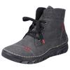 Winterboots RIEKER, Damen, Gr. 39, grau, Lederimitat, Textil, sportlich, Schuhe, Schnürboots, Stiefelette, Casual-Boots mit softem Schaftrand