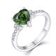 JO WISDOM Women Ring,925 Sterling Silver Solitaire Heart Engagement Wedding Anniversary Promise Ring with 7.5 * 7.5mm 5A Cubic Zirconia May Birthstone Emerald Color,Jewellery for Women,P