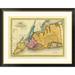 Global Gallery 'New York, Queens, Kings, Richmond counties, 1829' by David H. Burr Framed Graphic Art Paper in Yellow | Wayfair DPF-294988-16-296