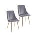 Everly Quinn Velvet Dining Chair w/ Gold Accent Legs Upholstered/Velvet in Gray | 34.84 H x 19.88 W x 21.93 D in | Wayfair
