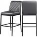 Ebern Designs Labana 30" Bar Stool Upholstered/Leather/Metal/Faux leather in Black/Gray | 43 H x 20 W x 23 D in | Wayfair
