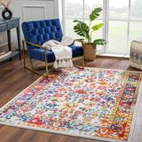 Istanbul 9' x 12' Ivory/Red/Light Gray/Navy/Gold/Ivory/Navy/Off White/Mustard/Light Blue/Pink/Navy Area Rug - Hauteloom