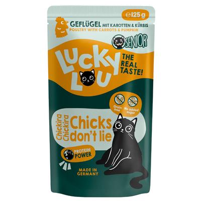 48x 125g Lucky Lou Senior Geflügel Katzenfutter nass