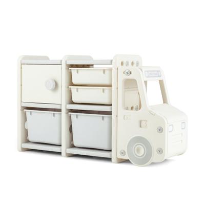 Costway Toddler Truck Storage Organizer with Plastic Bins-Gray