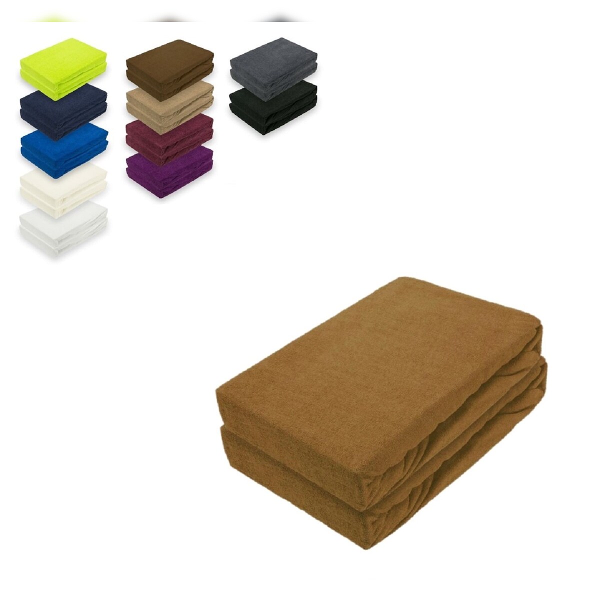 EXKLUSIV HEIMTEXTIL Frottee Spannbettlaken Doppelpack Rundumgummizug 120 x 200 cm Nougat Image