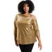 Plus Size Women's Sequin One-Shoulder Top by June+Vie in Sparkling Champagne (Size 14/16)