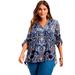 Plus Size Women's Roll-Tab Popover Tunic by June+Vie in Teal Mirrored Paisley (Size 10/12)