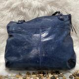 Coach Bags | Coach Poppy 19002 Blue Leather Destress Tote Bag | Color: Black/Blue | Size: Os
