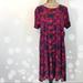 Lularoe Dresses | Euc Lularoe Floral Carly Dress | Color: Purple/Red | Size: L