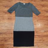 Lularoe Dresses | 3/$20 - Lularoe Gray Color Block "Julia" Bodycon Midi Dress, Xs | Color: Black/Gray | Size: Xs