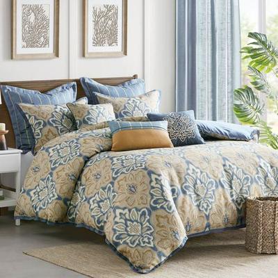 Caspian Comforter Bed Set Blue, Queen, Blue