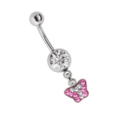 Bauchnabelpiercing ADELIA´S "Piercing Piercing Bauchnabelpiercing", Damen, bunt, Chirurgiestahl, modisch, Piercings, 316l Stahl Piercing Banane Multistrass Schmetterling