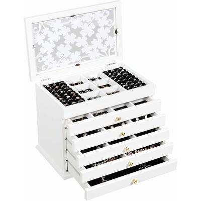 Schmuckkasten, Schmuckbox 6 Ebenen, Schmuckschatulle mit 5 Schubladen, Schmuckkaestchen fuer