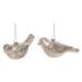 Transpac Glass 5.5 in. Gold Christmas Glitter Bird Ornament Set of 2