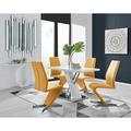 East Urban Home Caba Modern High Gloss & Chrome 4 Seat Dining Table Set w/ Luxury Faux Leather Dining Chairs Wood/Upholstered/Metal | Wayfair