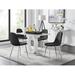 East Urban Home Scottsmoor Modern High Gloss Halo 4 Seater Dining Table Set w/ Luxury Faux Leather Dining Chairs Glass/Upholstered/Metal | Wayfair