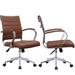 Ebern Designs Mikkia Mid Back Ribbed Ergonomic Conference Chair Aluminum/Upholstered in Gray/Black/Brown | 37 H x 24 W x 24 D in | Wayfair