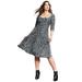 Plus Size Women's Sweetheart Swing Dress by June+Vie in Black Brushed Animal (Size 22/24)