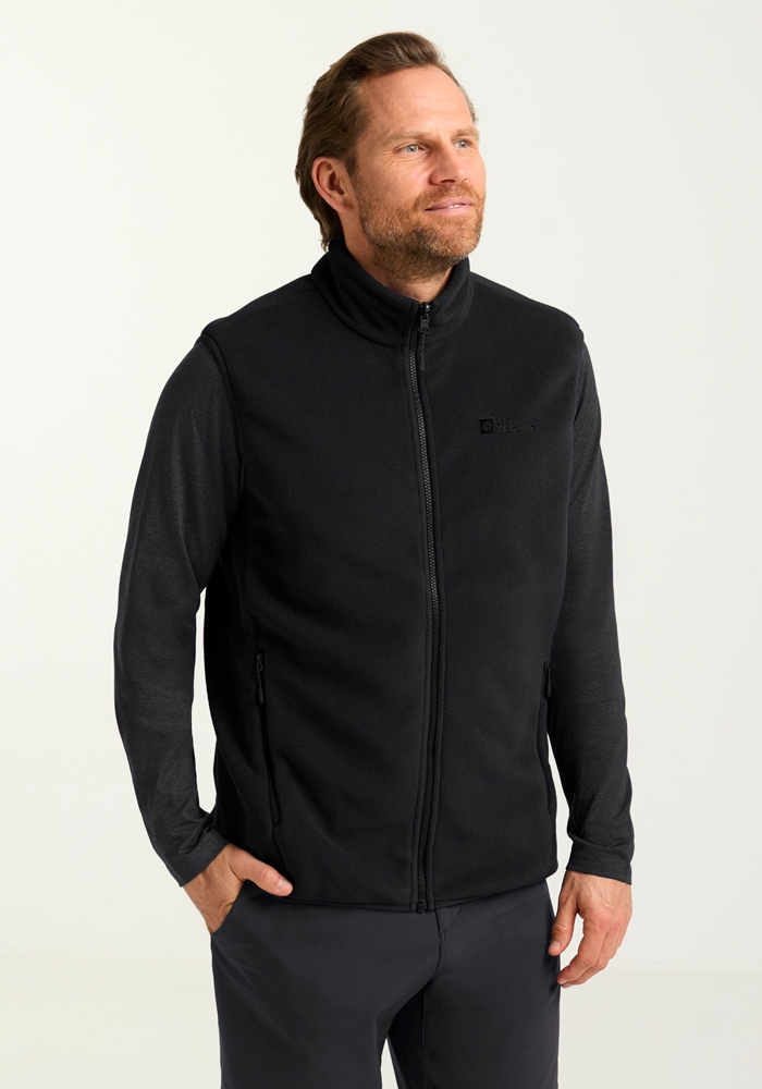 Fleeceweste JACK WOLFSKIN "WALDSTEIG FZ VEST M", Damen, Gr. M (50), schwarz, Oberstoff: 100% POLYESTER; Futter: 100% POLYESTER, Westen Fleeceweste